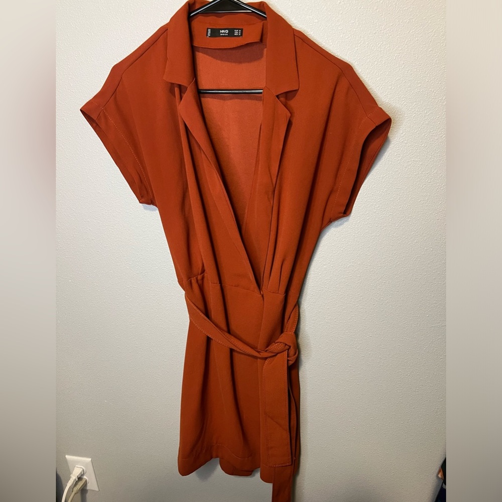 Mango Burnt Orange Wrap Dress Size 6